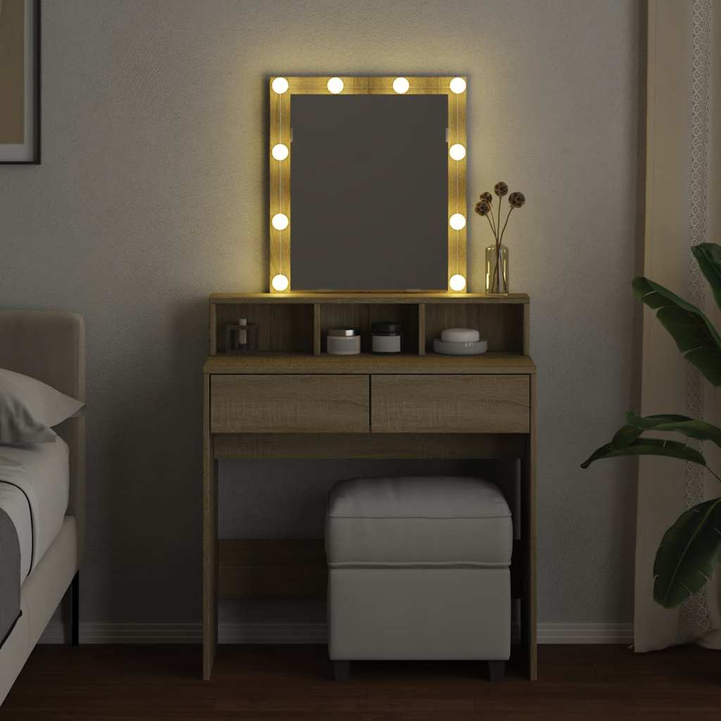 Sminkebord Sonoma Eik LED 80x41x144,5 cm