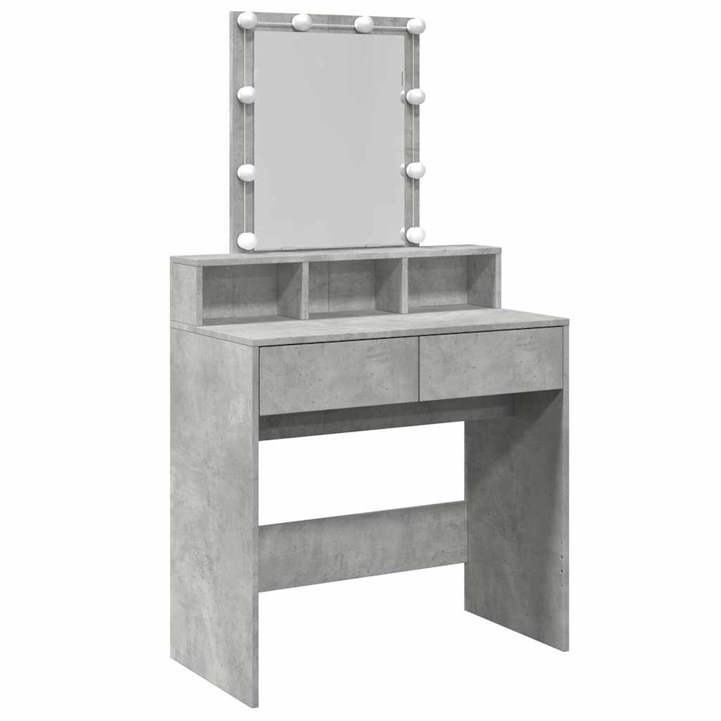 Sminkebord Betonggrå LED 80x41x144,5 cm