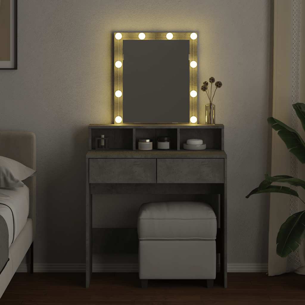 Sminkebord Betonggrå LED 80x41x144,5 cm