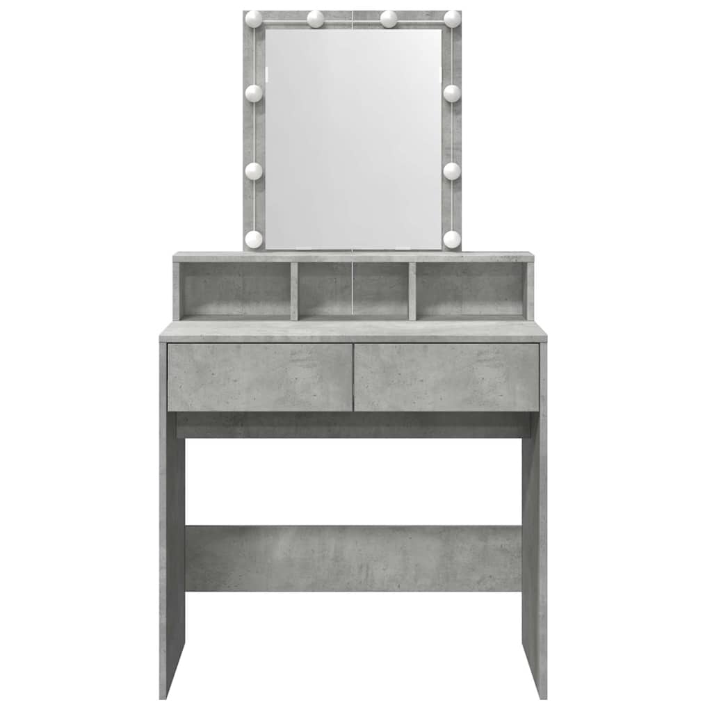 Sminkebord Betonggrå LED 80x41x144,5 cm
