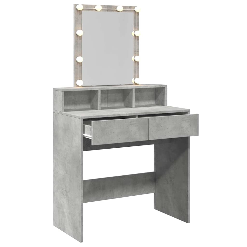 Sminkebord Betonggrå LED 80x41x144,5 cm