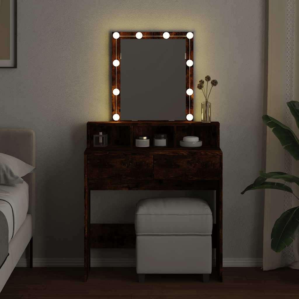 Sminkebord Røkt Eik LED 80x41x144,5 cm
