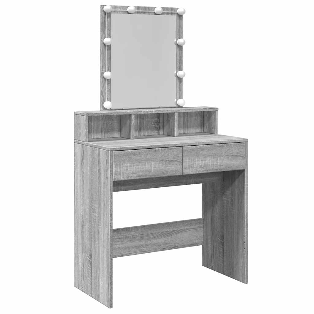 Sminkebord Sonoma Grå LED 80x41x144,5 cm