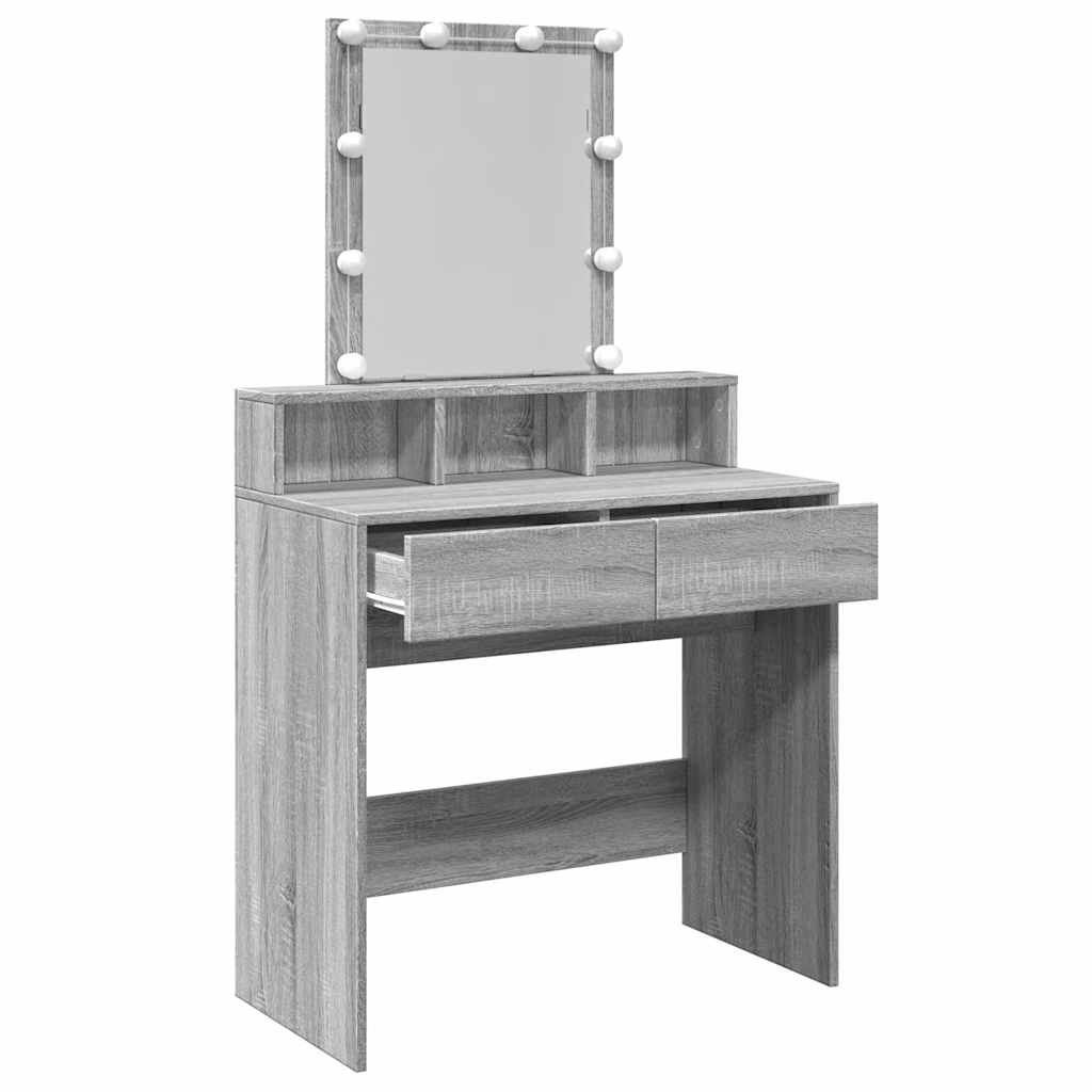 Sminkebord Sonoma Grå LED 80x41x144,5 cm