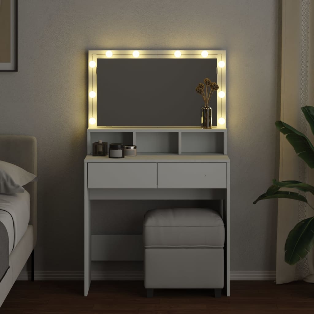 Sminkebord Hvit LED 80x41x134,5 cm