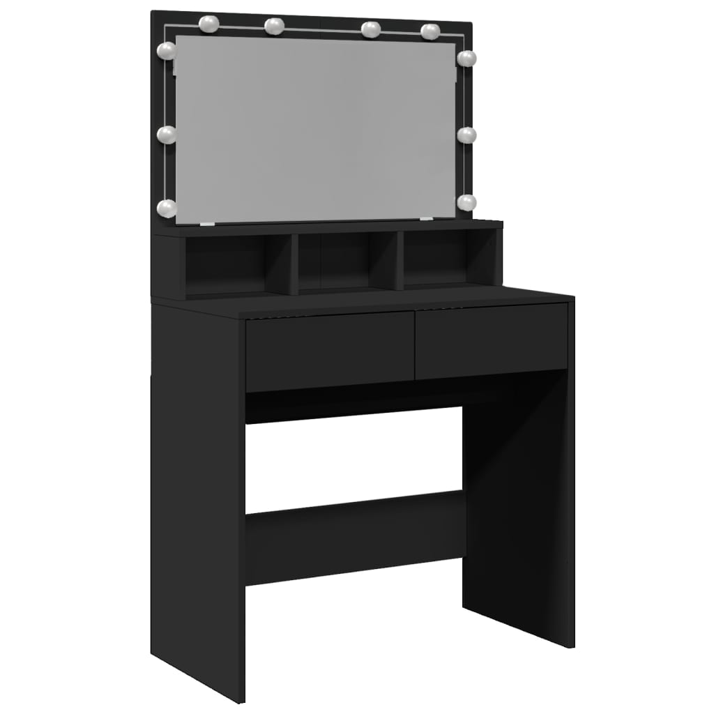 Sminkebord Svart LED 80x41x134,5 cm