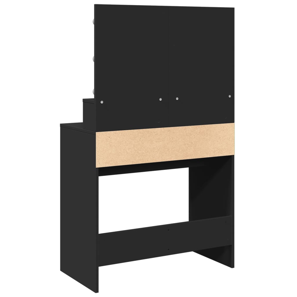 Sminkebord Svart LED 80x41x134,5 cm