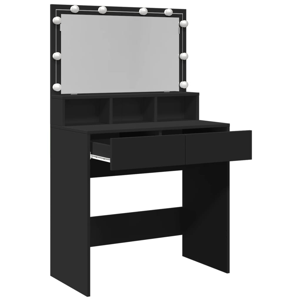 Sminkebord Svart LED 80x41x134,5 cm