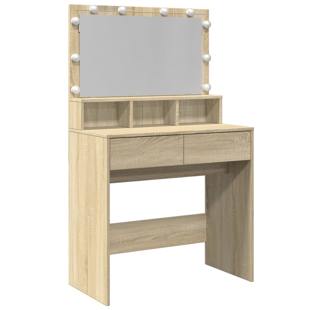 Sminkebord Sonoma Eik LED 80x41x134,5 cm