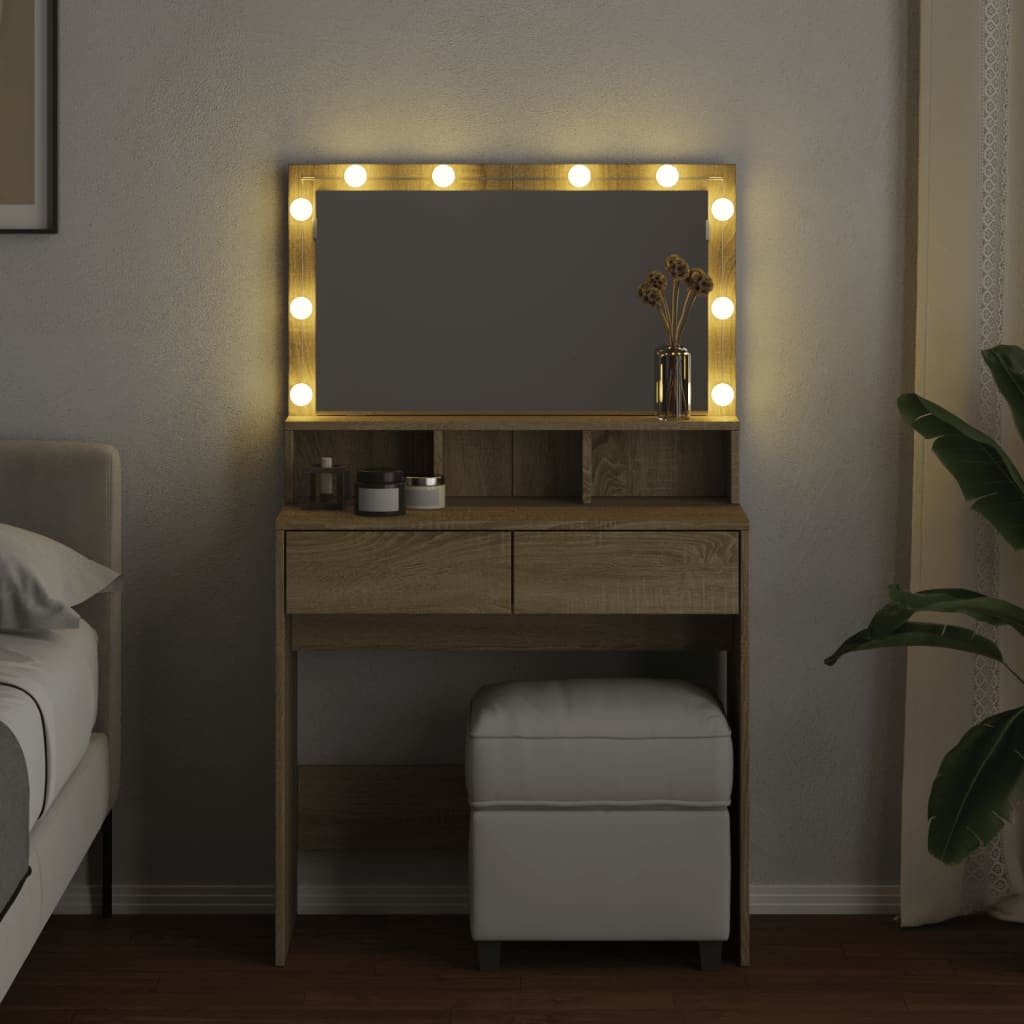 Sminkebord Sonoma Eik LED 80x41x134,5 cm