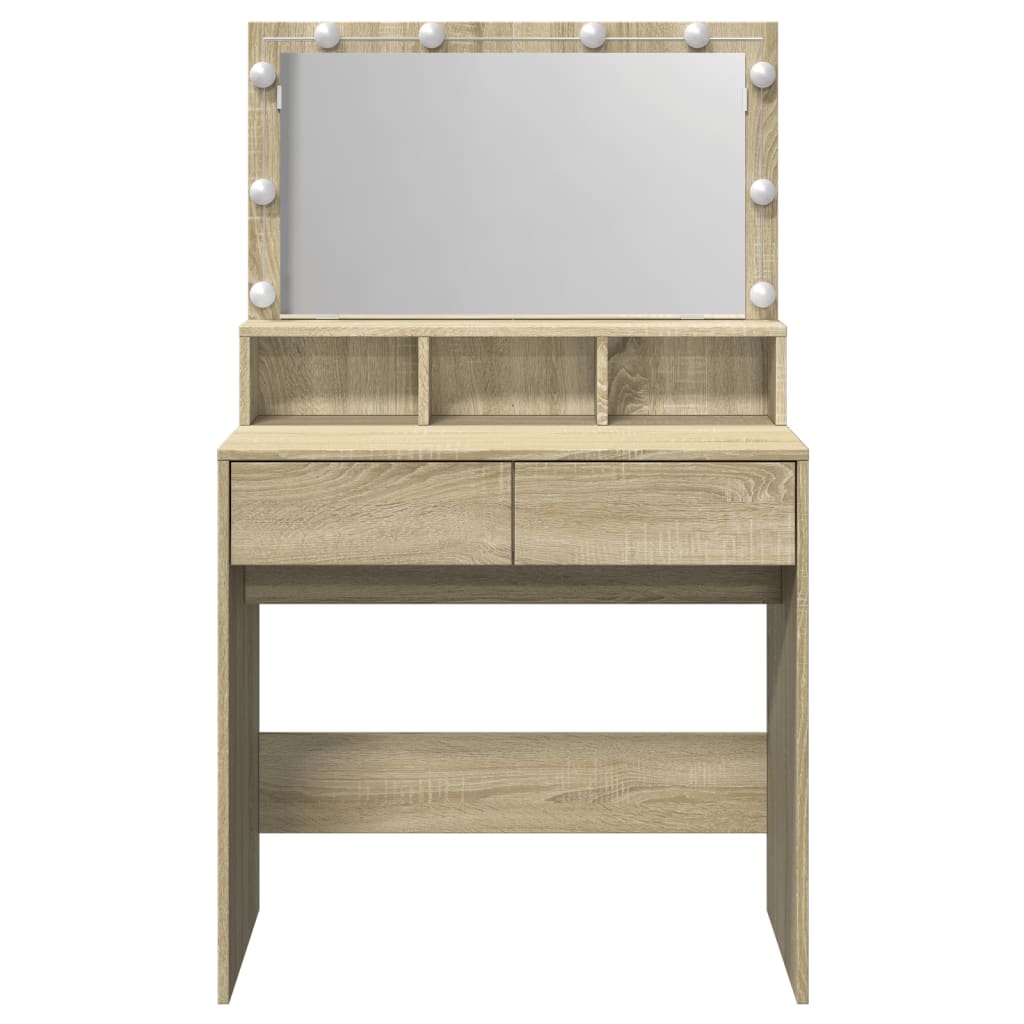 Sminkebord Sonoma Eik LED 80x41x134,5 cm