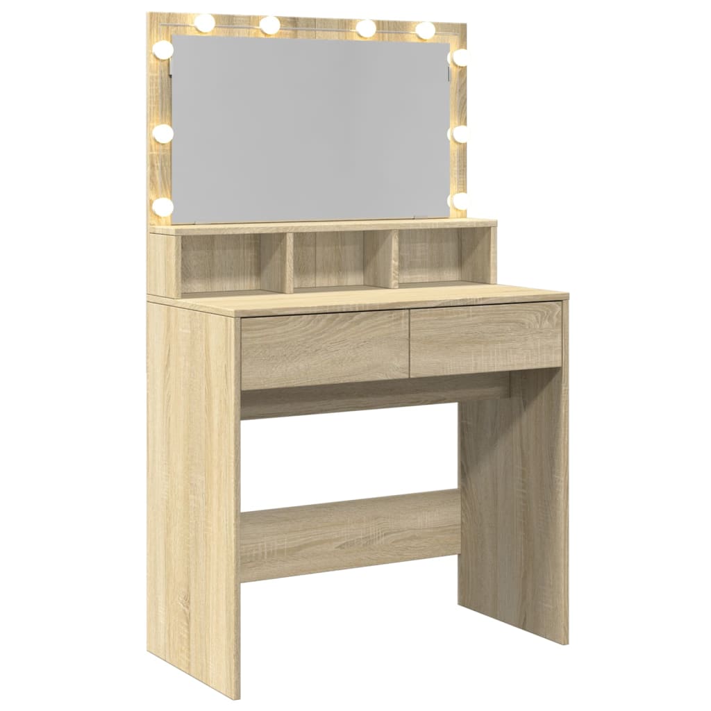 Sminkebord Sonoma Eik LED 80x41x134,5 cm