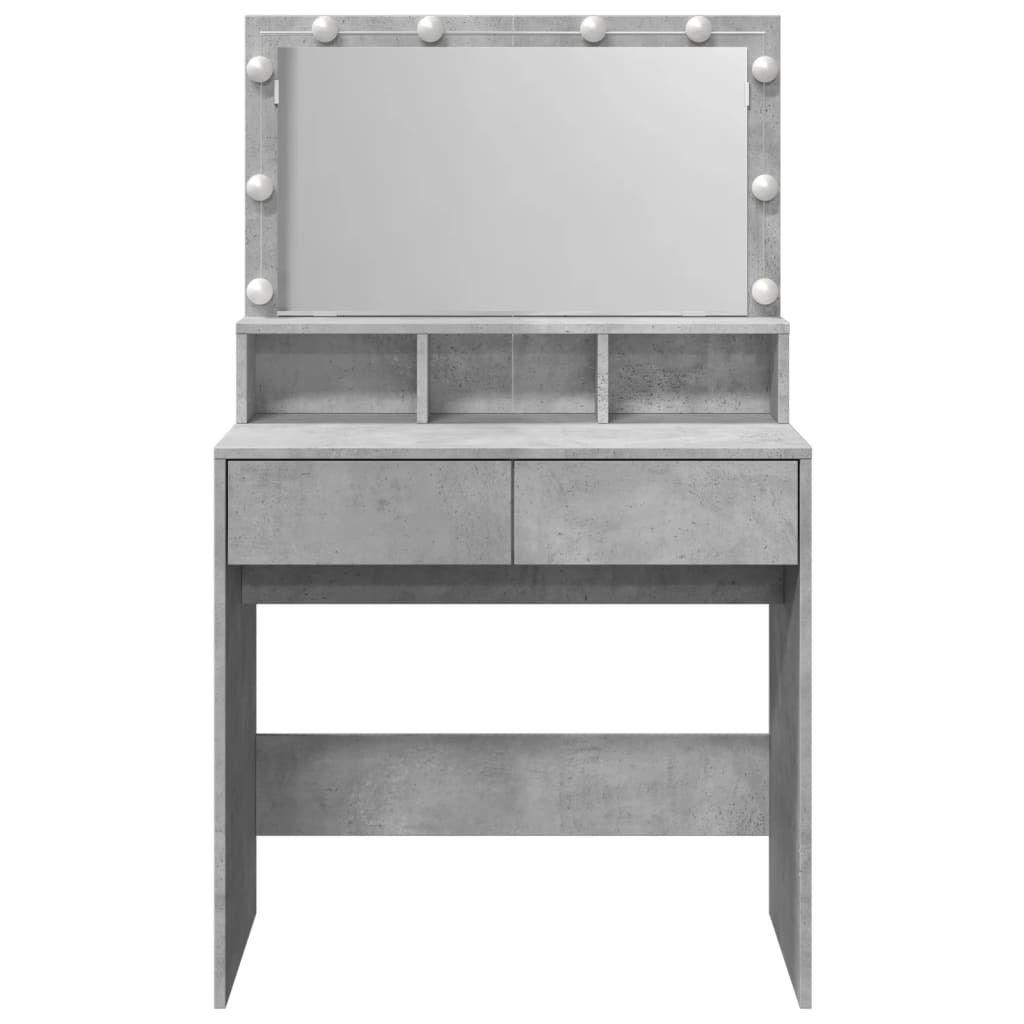 Sminkebord Betonggrå LED 80x41x134,5 cm