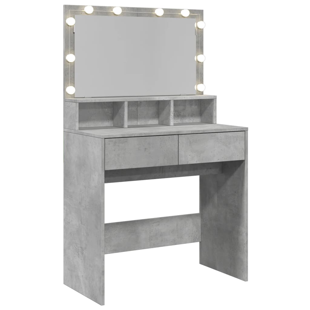 Sminkebord Betonggrå LED 80x41x134,5 cm