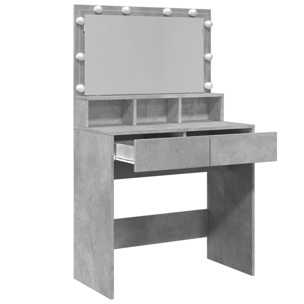 Sminkebord Betonggrå LED 80x41x134,5 cm