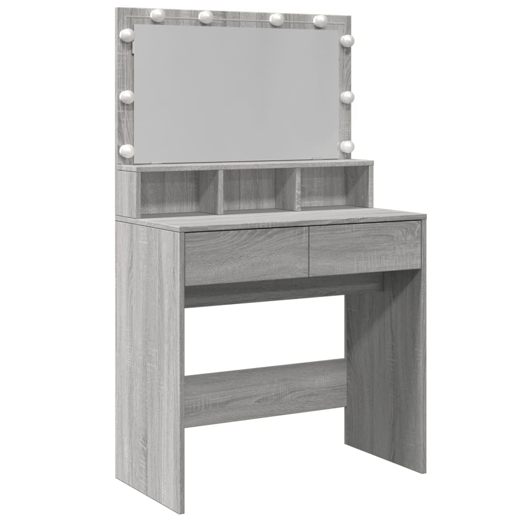 Sminkebord Sonoma Grå LED 80x41x134,5 cm