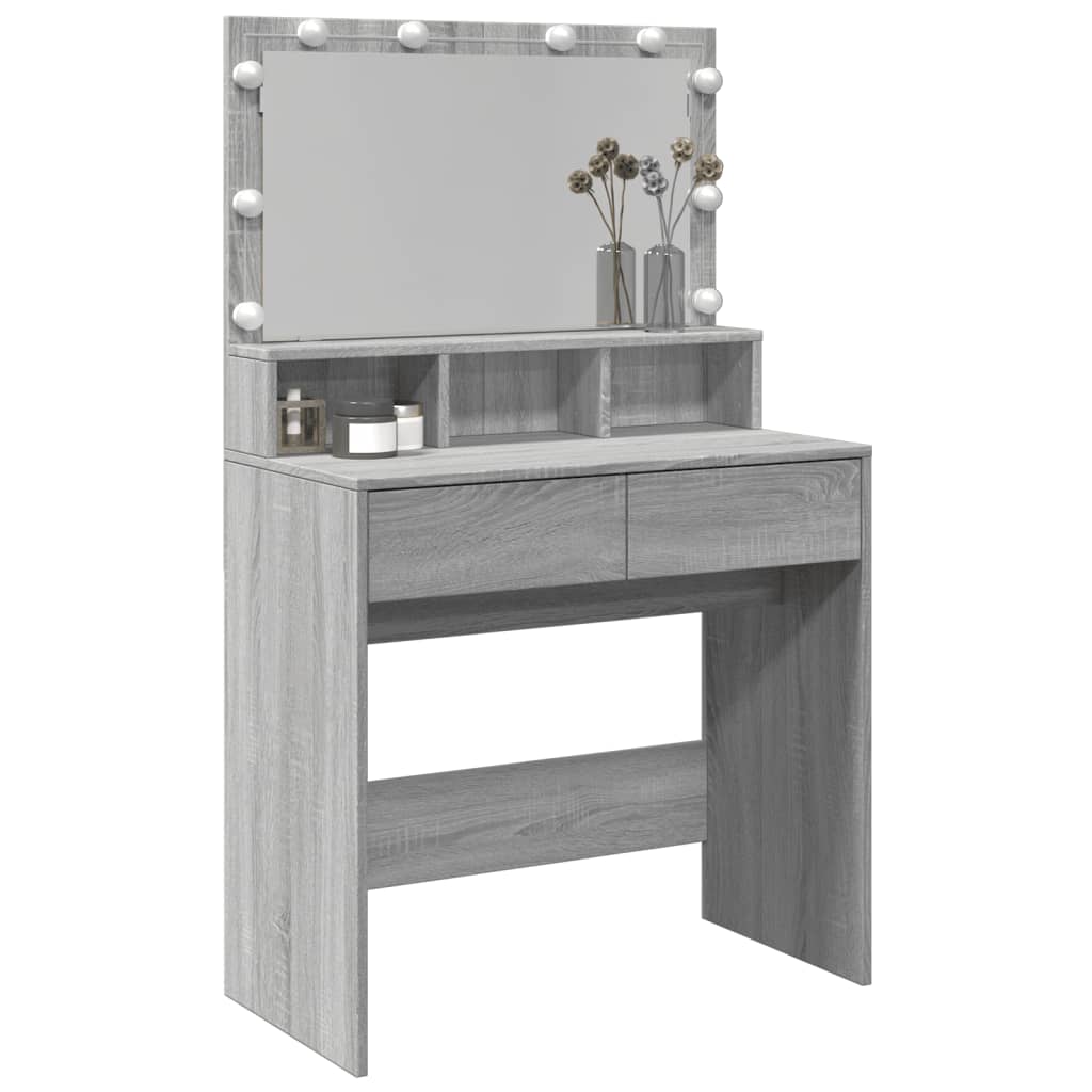 Sminkebord Sonoma Grå LED 80x41x134,5 cm