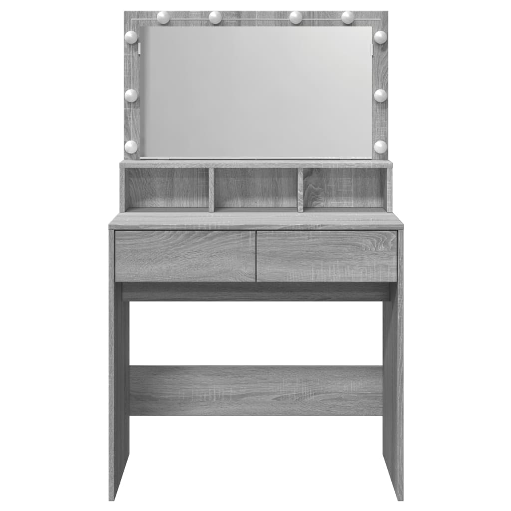 Sminkebord Sonoma Grå LED 80x41x134,5 cm