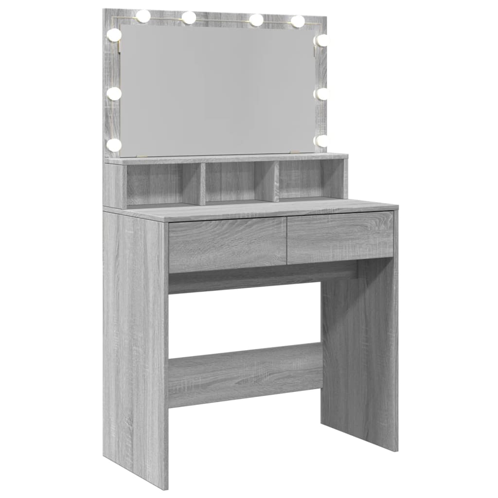 Sminkebord Sonoma Grå LED 80x41x134,5 cm