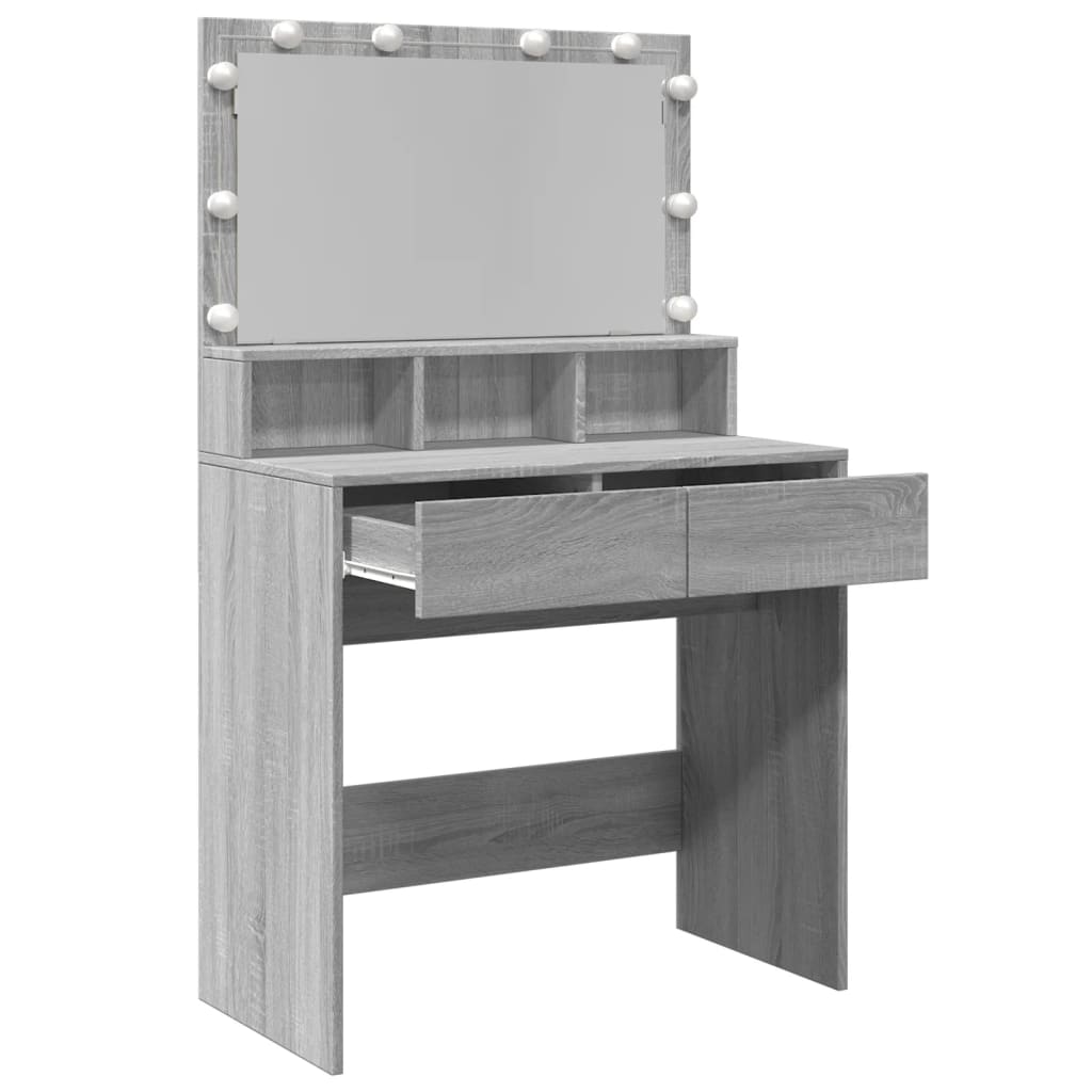 Sminkebord Sonoma Grå LED 80x41x134,5 cm
