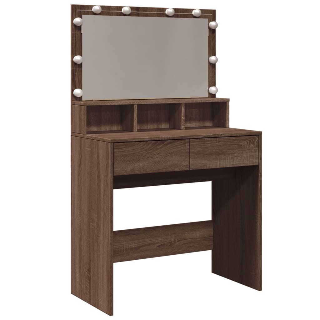 Sminkebord Brun Eik LED 80x41x134,5 cm
