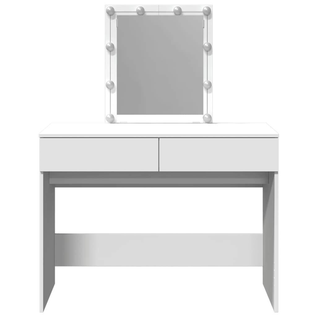 Sminkebord Hvit LED 100x40x130 cm