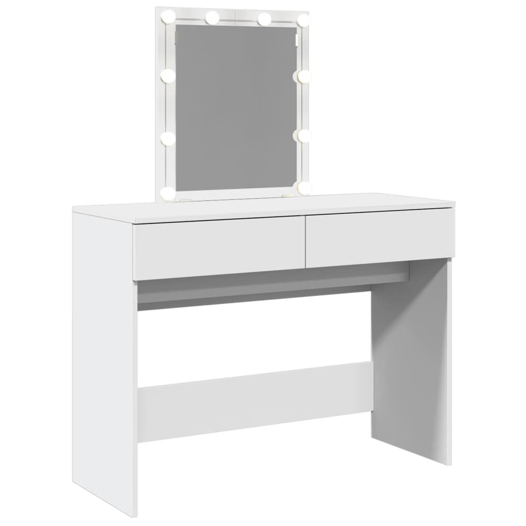 Sminkebord Hvit LED 100x40x130 cm