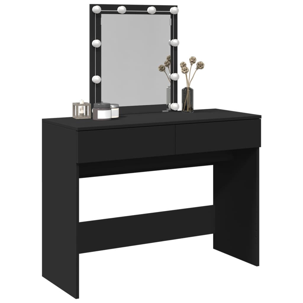 Sminkebord Svart LED 100x40x130 cm