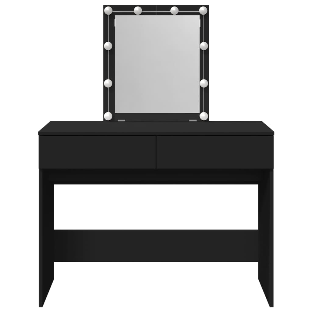 Sminkebord Svart LED 100x40x130 cm