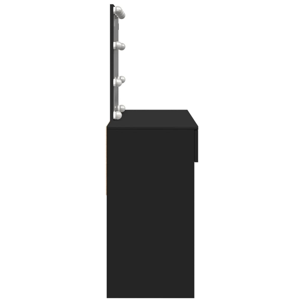 Sminkebord Svart LED 100x40x130 cm
