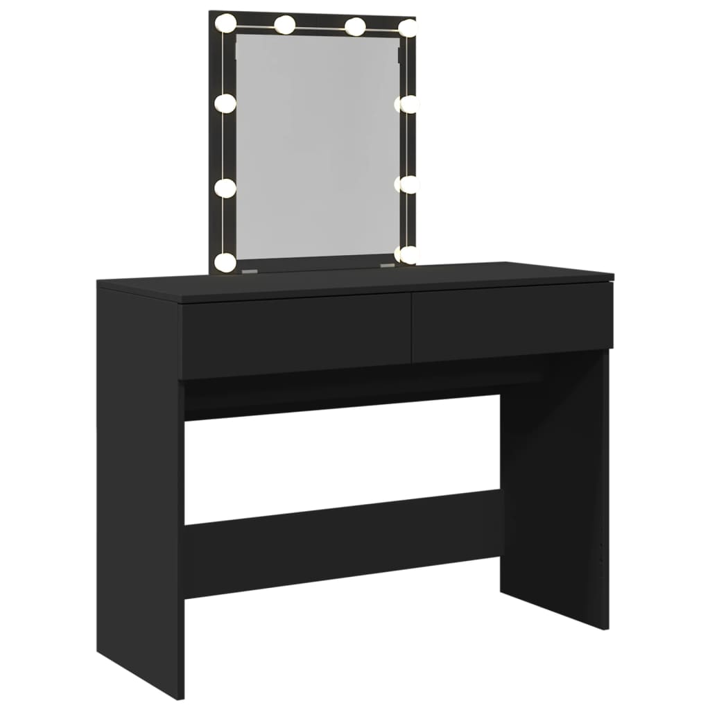 Sminkebord Svart LED 100x40x130 cm