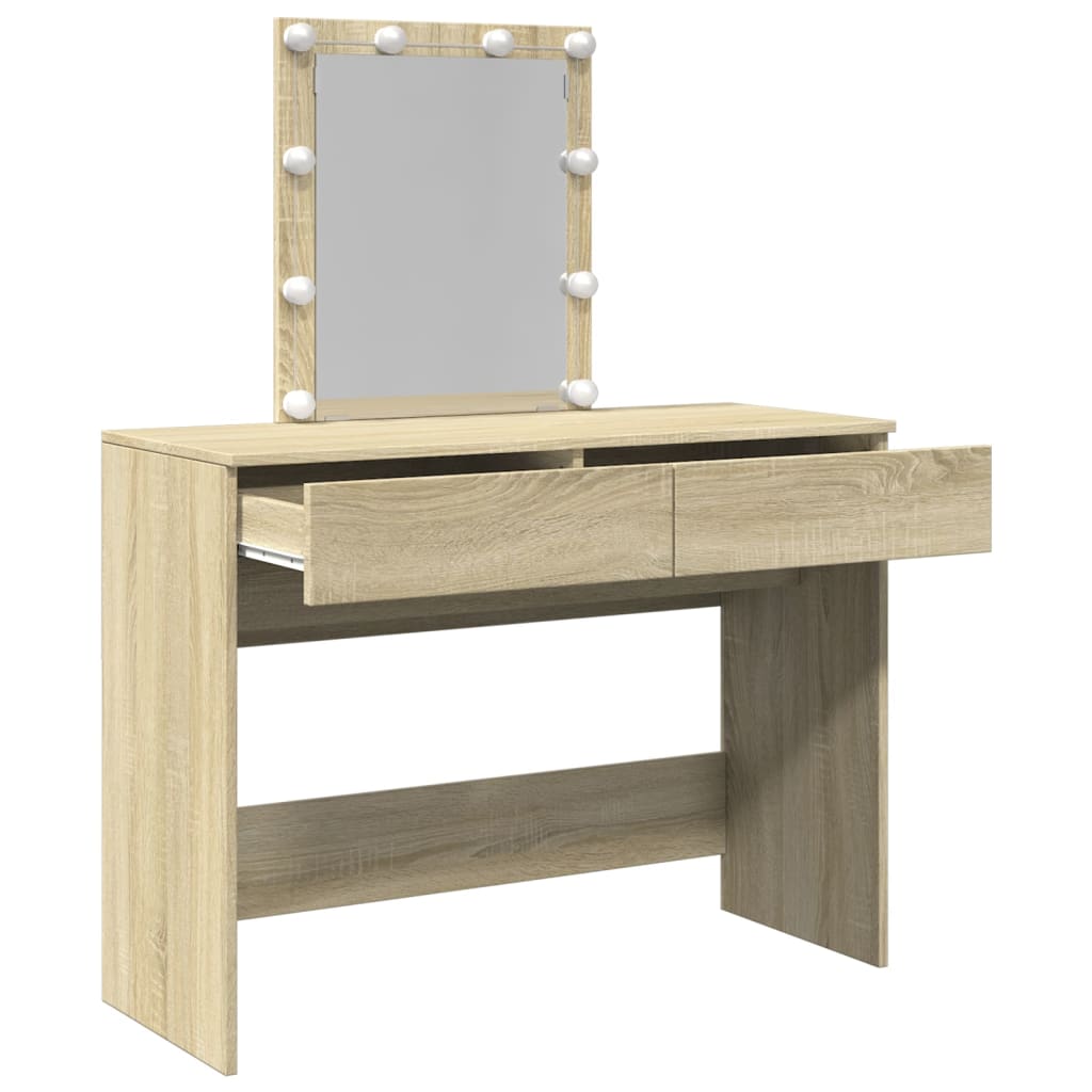 Sminkebord Sonoma Eik LED 100x40x130 cm