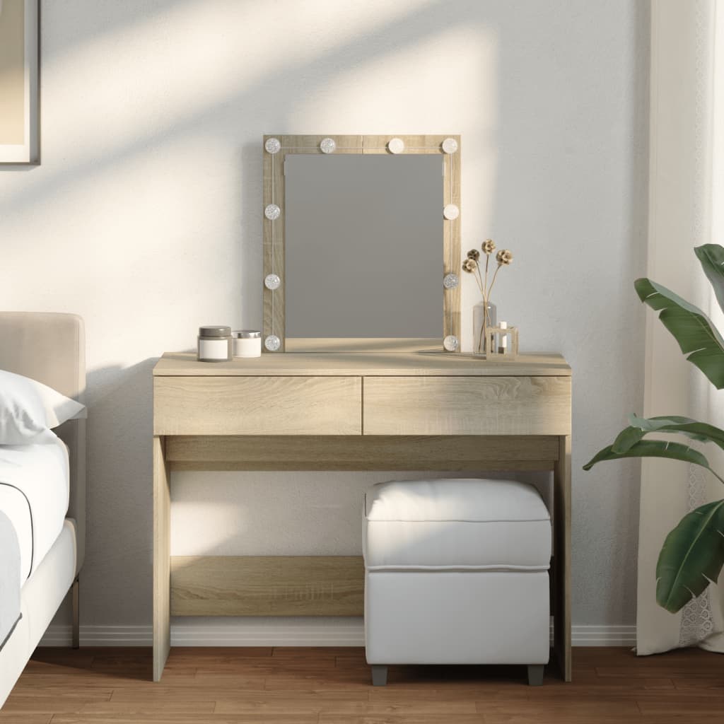 Sminkebord Sonoma Eik LED 100x40x130 cm