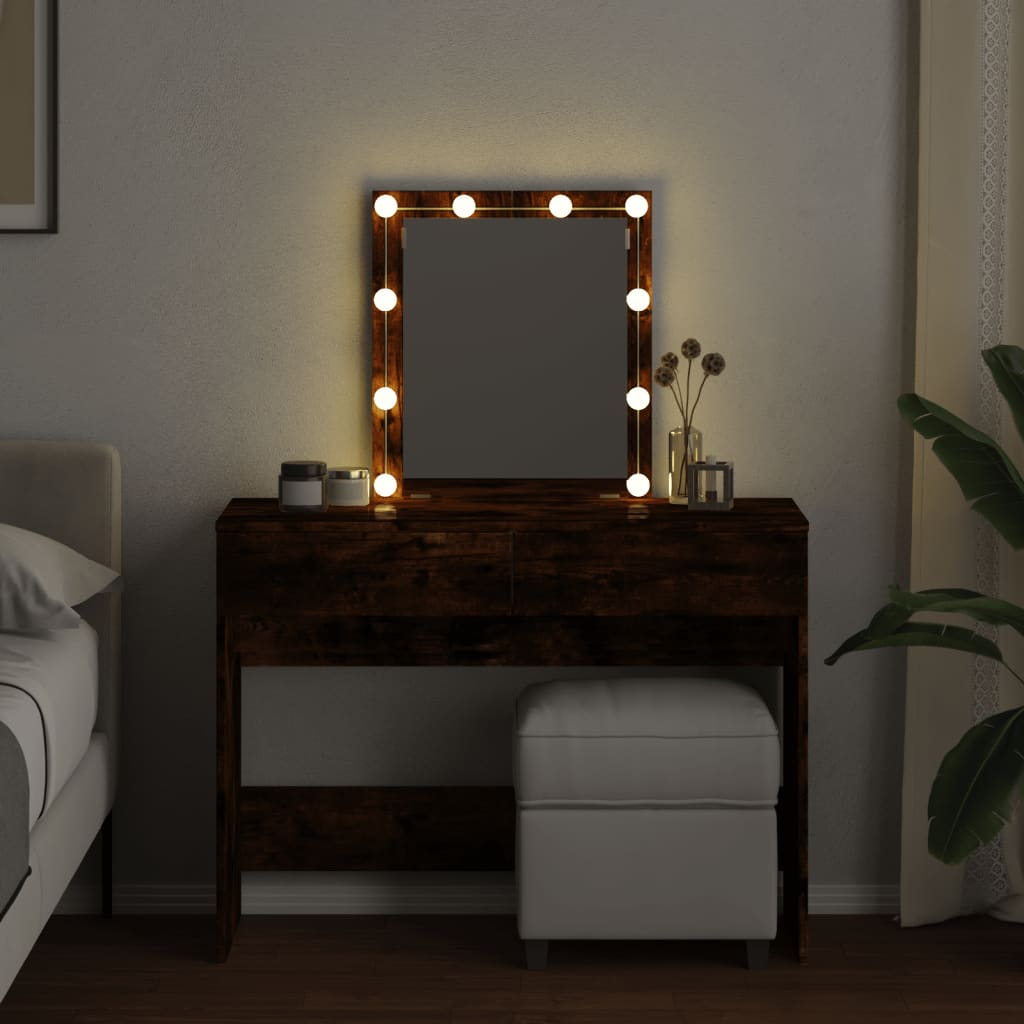Sminkebord Røkt Eik LED 100x40x130 cm