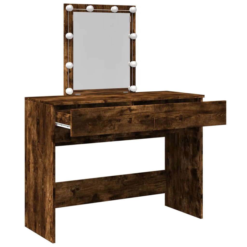 Sminkebord Røkt Eik LED 100x40x130 cm