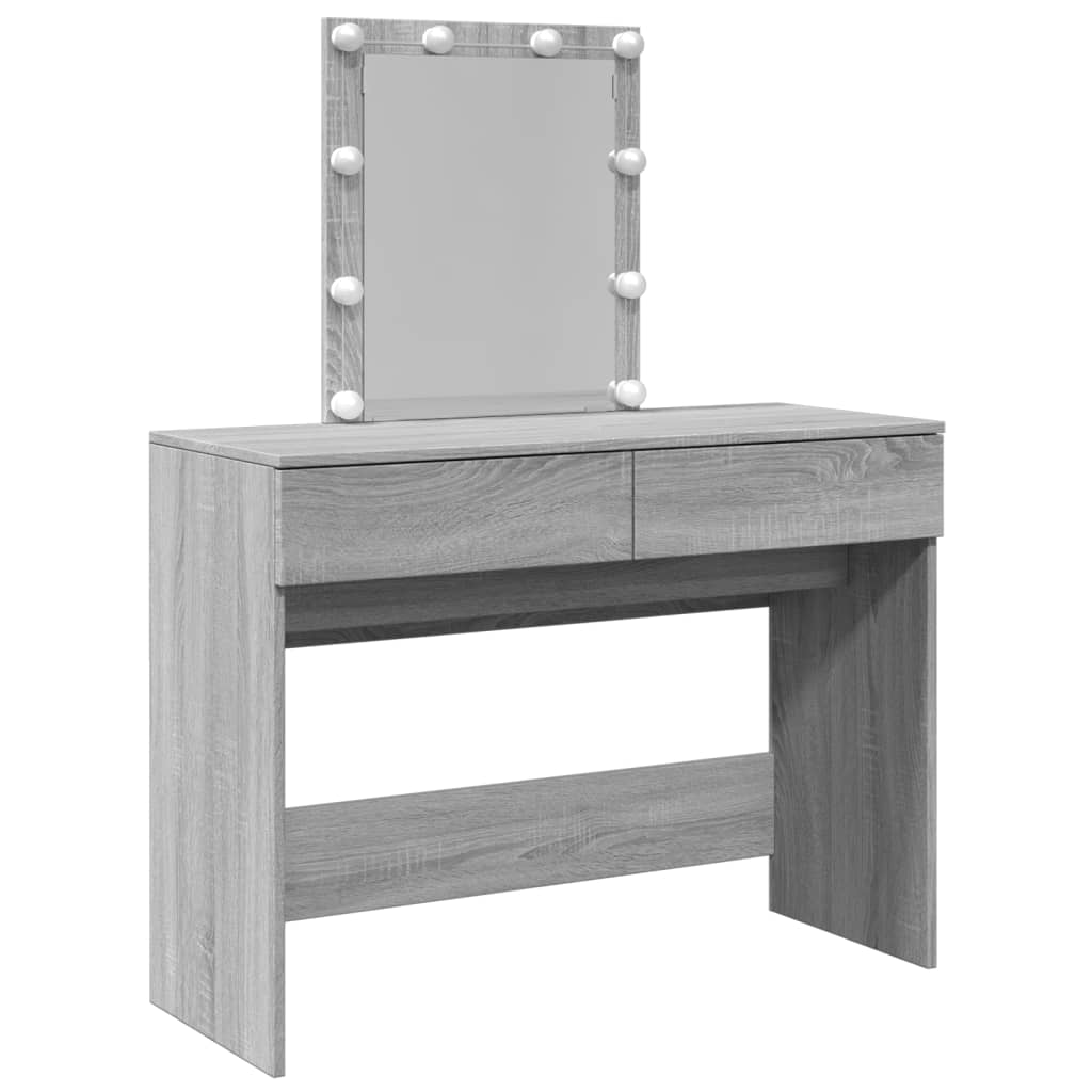 Sminkebord Sonoma Grå LED 100x40x130 cm