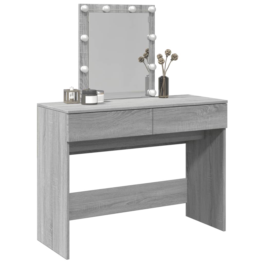 Sminkebord Sonoma Grå LED 100x40x130 cm