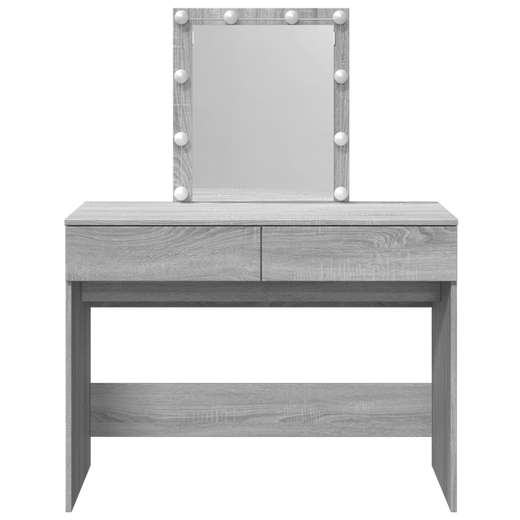 Sminkebord Sonoma Grå LED 100x40x130 cm