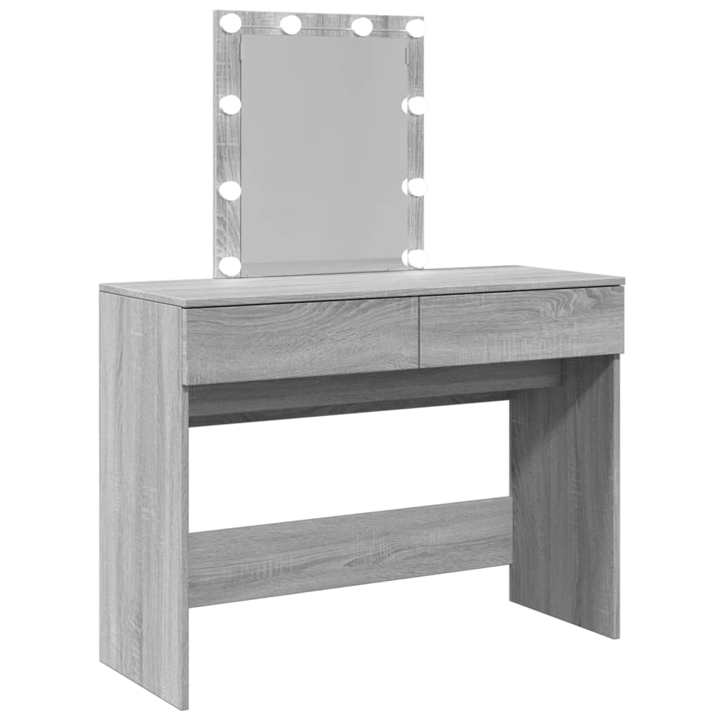 Sminkebord Sonoma Grå LED 100x40x130 cm