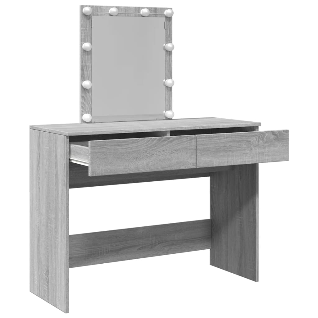 Sminkebord Sonoma Grå LED 100x40x130 cm