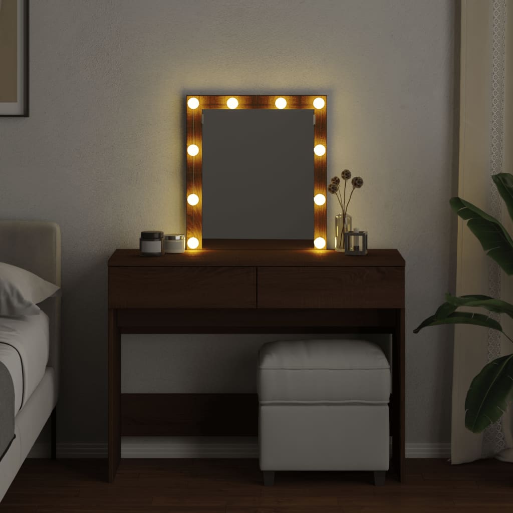 Sminkebord Brun Eik LED 100x40x130 cm