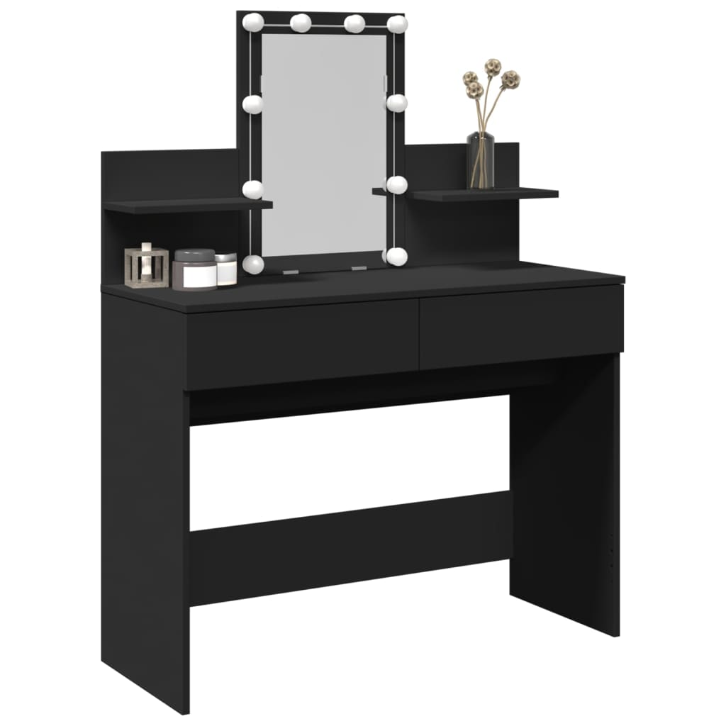 Sminkebord Svart LED 100x40x130 cm