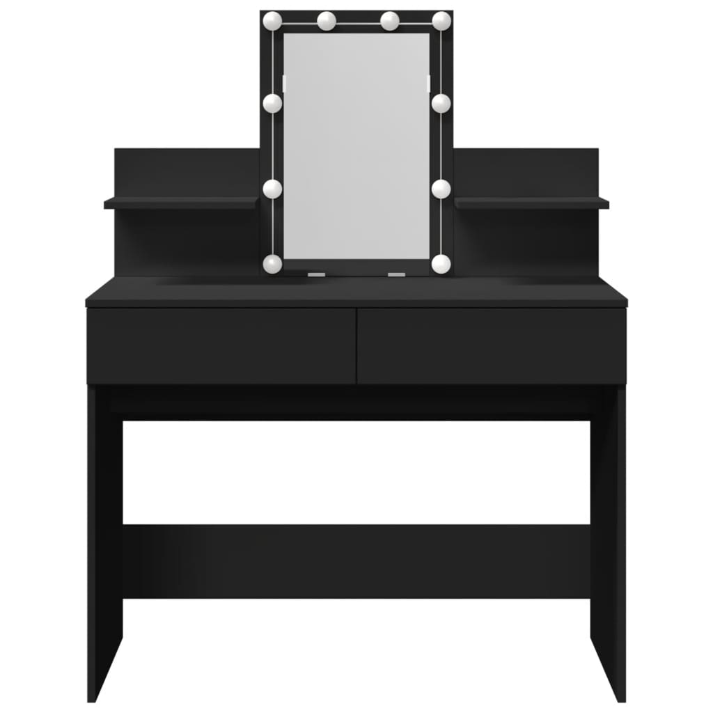 Sminkebord Svart LED 100x40x130 cm