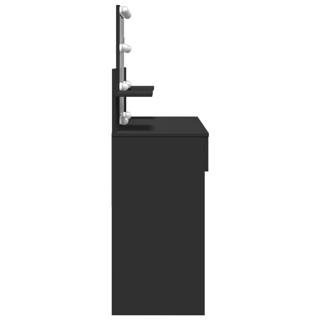 Sminkebord Svart LED 100x40x130 cm