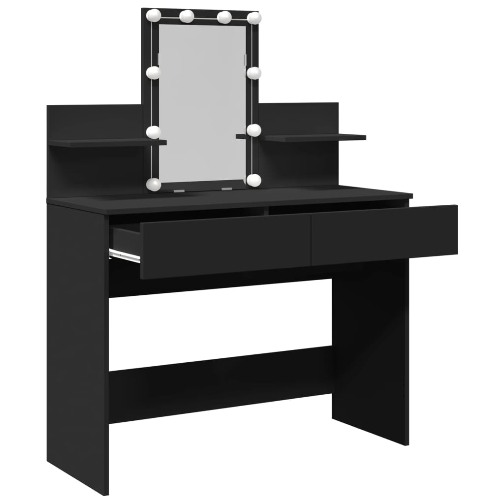 Sminkebord Svart LED 100x40x130 cm