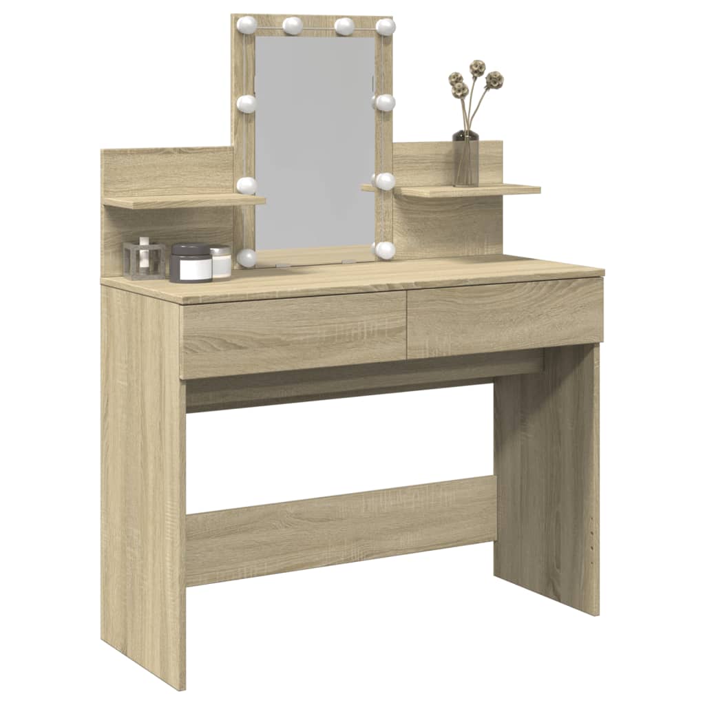 Sminkebord Sonoma Eik LED 100x40x130 cm