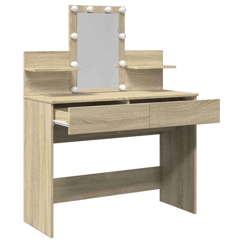 Sminkebord Sonoma Eik LED 100x40x130 cm