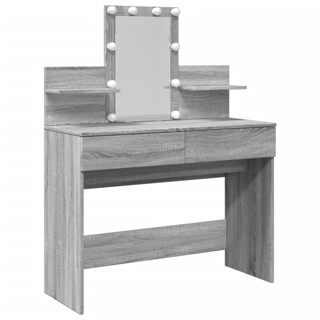 Sminkebord Sonoma Grå LED 100x40x130 cm