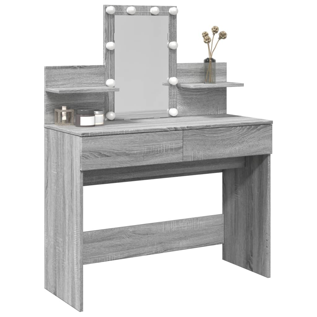 Sminkebord Sonoma Grå LED 100x40x130 cm