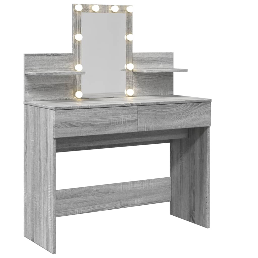 Sminkebord Sonoma Grå LED 100x40x130 cm